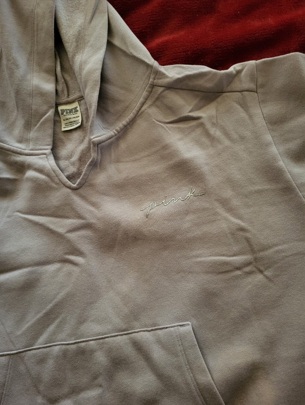 PINK Victoria's Secret Clinch Waist Pullover Hoodie~Lilac Silver Bling~Size Xxl.